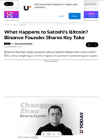 What Happens to Satoshi's Bitcoin? Binance Founder Shares Key Take - U.Today