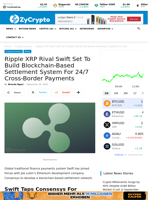 Ripple XRP Rival Swift Set To Build Blockchain-Based Settlement System For 24/7 Cross-Border Payments ⋆ ZyCrypto