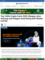 Top 1000x Crypto Coins 2025: Blazpay Joins Uniswap and Polygon Amid Rising DeFi Market Activity - TheNewsCrypto