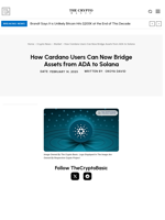 How Cardano Users Can Now Bridge Assets from ADA to Solana