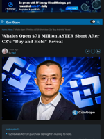 Whales Short $71M ASTER After CZ’s “Buy and Hold” Reveal
