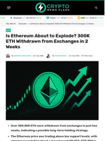 Ethereum to Explode? 300K ETH Withdrawn from Exchanges