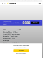 MARA Leads $20M Investment Round Into Two Prime, Allocates More BTC to Generate Yield