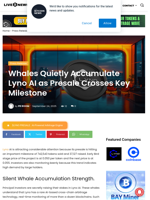 Whales Quietly Accumulate Lyno AI as Presale Crosses Key Milestone | Live Bitcoin News