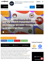 Top 10 Meme Coins to Grab Now: BTFD’s 2900% Potential From $0.0002 to $0.006—FLOKI, WIF, and More on Fire! | Live Bitcoin News
