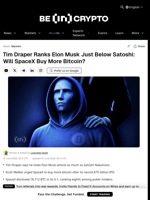Tim Draper Ranks Elon Musk Just Below Satoshi: Will SpaceX Buy More Bitcoin?