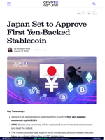 Japan Set to Approve First Yen-Backed Stablecoin