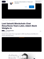 Lost Satoshi Blockchain Chat Resurfaces Years Later, Adam Back Weighs In - U.Today