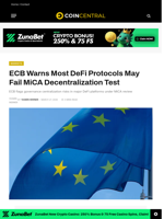 ECB Warns Most DeFi Protocols May Fail MiCA Decentralization Test
