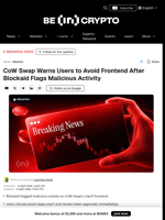 CoW Swap Frontend Flagged Malicious by Blockaid
