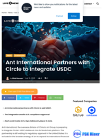 Ant International Partners with Circle to Integrate USDC | Live Bitcoin News