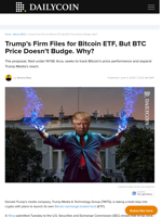 Trump’s Firm Files for Bitcoin ETF, But BTC Price Doesn’t Budge. Why? - DailyCoin