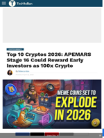 Top 10 Cryptos 2026: APEMARS Stage 16 Could Reward Early Investors as 100x Crypto - TechBullion