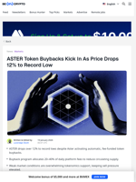 Aster Activates Strategic Buyback After Price Hits Record Lows