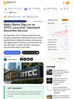 Major Banks Sign on as DTCC Launches Tokenized Securities Service