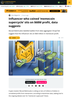 Murad Mahmudov’s Wallet Holds $70M in Memecoins, Led by $66M SPX Gain