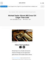 Michael Saylor: Bitcoin Will Grow 10X Larger Than Gold
