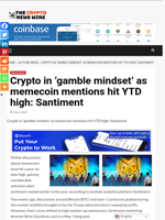 Crypto in ‘gamble mindset’ as memecoin mentions hit YTD high: Santiment - The Crypto News Wire