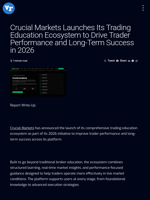 Crucial Markets Launches Its Trading Education Ecosystem to Drive Trader Performance and Long-Term Success in 2026 | Visionary Financial