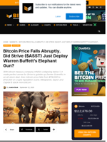 Bitcoin Price Falls Abruptly. Did Strive ($ASST) Just Deploy Warren Buffett’s Elephant Gun?