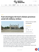 Fuel shortages hit Iran's Sistan province amid US military strikes