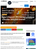Day 3 Report: IPO Genie’s Airdrop Crosses 265,030 Entries | Live Bitcoin News