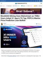 BlockDAG Mining Goes Mainstream as 700k+ Users Adopt X1 App & TG Tap; PEPE & Mantra Price Prediction Lean Bullish - TheNewsCrypto