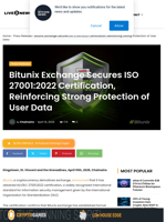 Bitunix Exchange Secures ISO 27001:2022 Certification, Reinforcing Strong Protection of User Data | Live Bitcoin News