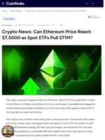 Crypto News: Can Ethereum Price Reach $7,5000 as Spot ETFs Pull $71M?