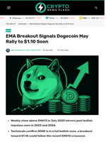EMA Breakout Signals Dogecoin May Rally to $1.10 Soon - Crypto News Flash