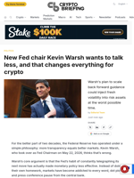 New Fed chair Kevin Warsh wants to talk less, and that changes everything for crypto