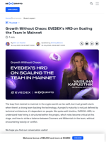 EVEDEX's HRD on Scaling the Team in Mainnet
