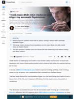 Vitalik wants DeFi price crashes to stop triggering automatic liquidations