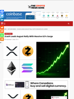 Zcash Leads August Rally With Massive 82% Surge - The Crypto News Wire