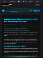 Bots Dominate Stablecoin Markets With 70% Share in Third Quarter - Blockchain.News