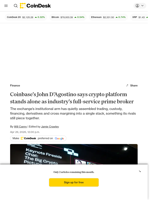 Coinbase's John D’Agostino says crypto platform stands alone as industry's full-service prime broker