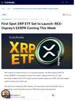 First Spot XRP ETF Set to Launch: REX-Osprey’s $XRPR Coming This Week