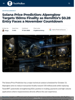Solana Price Prediction: Alpenglow Targets 150ms Finality as Remittix's $0.28 Entry Faces a November Countdown - TechBullion