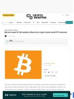 Bitcoin leads $1.2B weekly inflow into crypto funds amid ETF demand