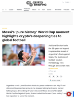 Messi's 'pure history' World Cup moment highlights crypto's deepening ties to global football