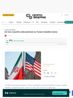 US-Iran ceasefire odds plummet as Trump's deadline looms