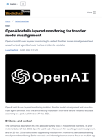 OpenAI details layered monitoring for frontier model misalignment - Blockchain.News