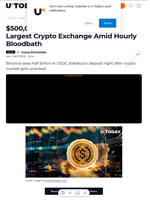 $500,000,000 USDC Stun World's Largest Crypto Exchange Amid Hourly Bloodbath
