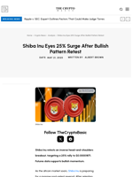 Shiba Inu Eyes 25% Surge After Bullish Pattern Retest