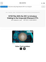 NYSE Files With the SEC to Introduce Staking to the Grayscale Ethereum ETFs