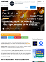 Trending Now: IPO Genie’s Airdrop Crosses 267K Entries | Live Bitcoin News