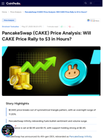 PancakeSwap (CAKE) Price Analysis: CAKE Price to Rally to $3 in Hours?