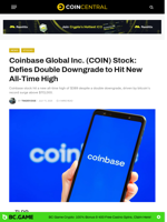 Coinbase Global Inc. (COIN) Stock: Defies Double Downgrade to Hit New All-Time High - CoinCentral