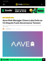 Aave Risk Manager Chaos Labs Exits as V4 Dispute Fuels Governance Tension