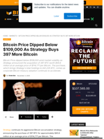Bitcoin Price Dipped Below $109,000 As Strategy Buys 397 More Bitcoin